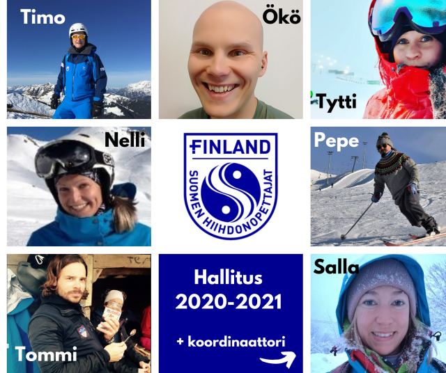 kuvassa Suomen Hiihdonopettajat ry:n hallituksen jäsenet sekä koordinaattori vuodelta 2021